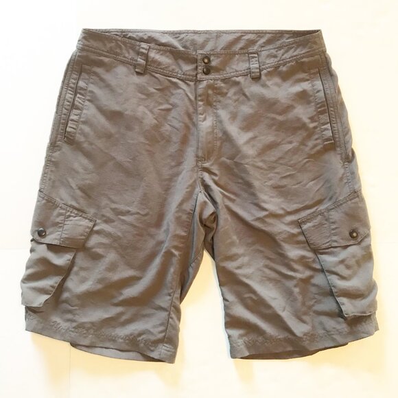 KAVU Gray Cargo Nylon Hiking Hybrid Flat Front Shorts Mens 38 Outdoor Active - Picture 1 of 7